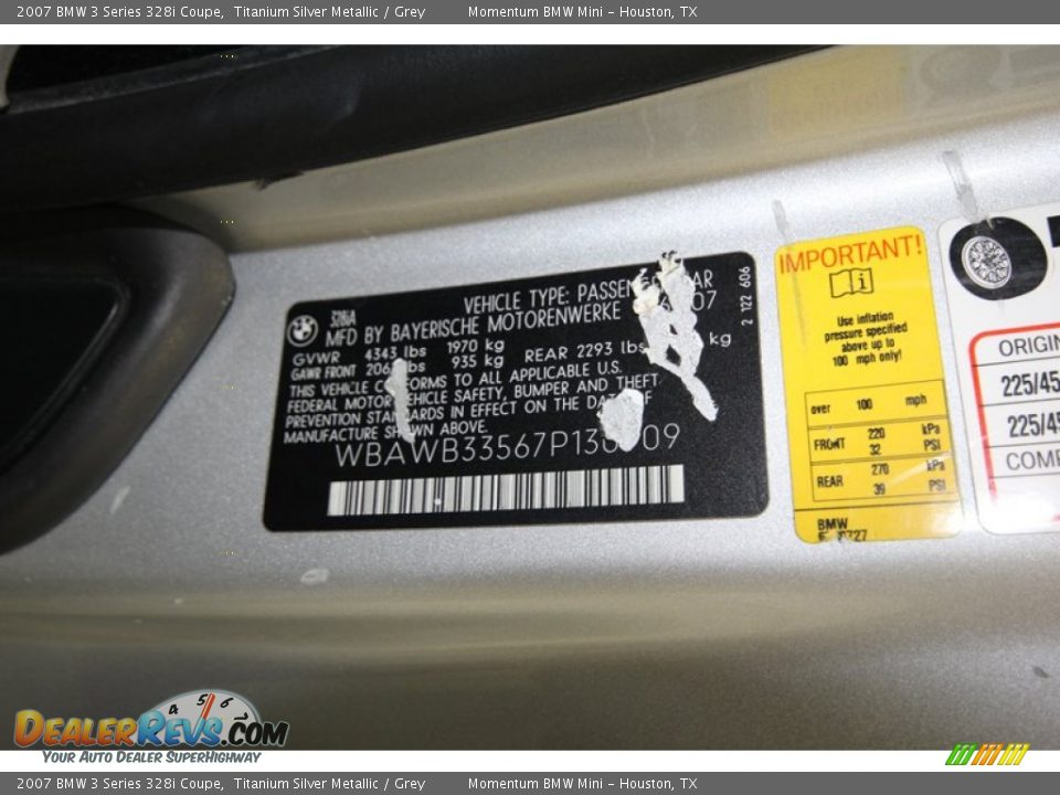 2007 BMW 3 Series 328i Coupe Titanium Silver Metallic / Grey Photo #8