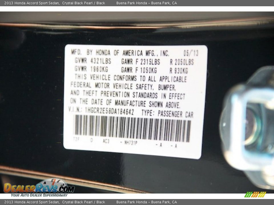 2013 Honda Accord Sport Sedan Crystal Black Pearl / Black Photo #16