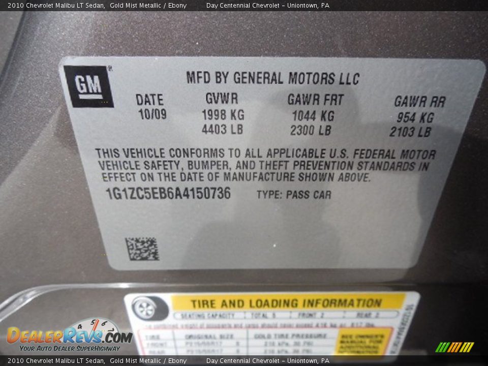 2010 Chevrolet Malibu LT Sedan Gold Mist Metallic / Ebony Photo #19