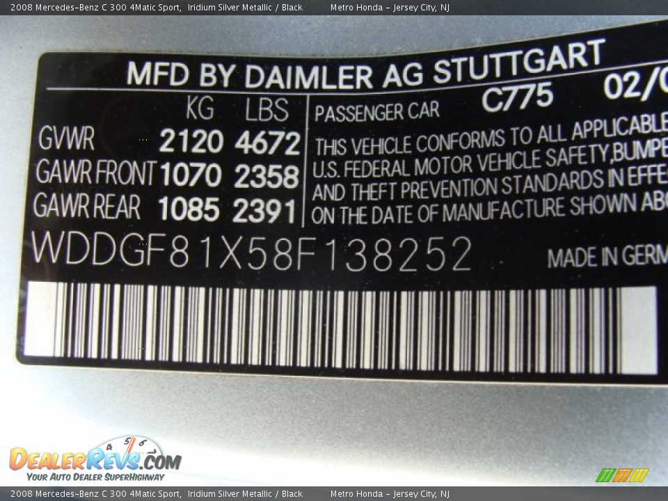 2008 Mercedes-Benz C 300 4Matic Sport Iridium Silver Metallic / Black Photo #16