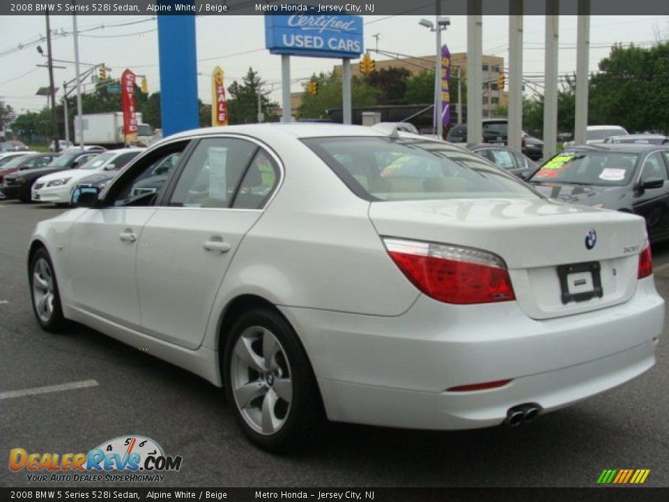 2008 BMW 5 Series 528i Sedan Alpine White / Beige Photo #6