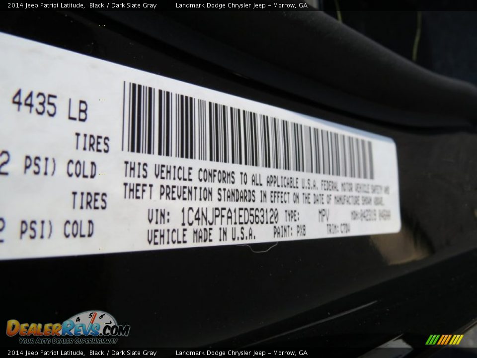2014 Jeep Patriot Latitude Black / Dark Slate Gray Photo #12