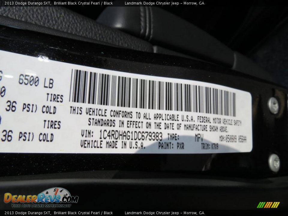 2013 Dodge Durango SXT Brilliant Black Crystal Pearl / Black Photo #11