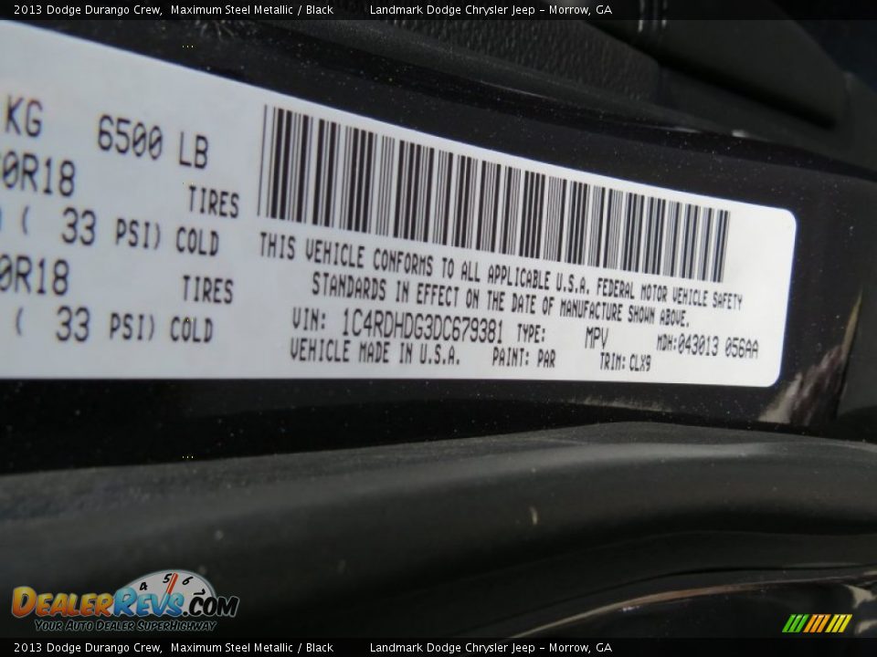 2013 Dodge Durango Crew Maximum Steel Metallic / Black Photo #11