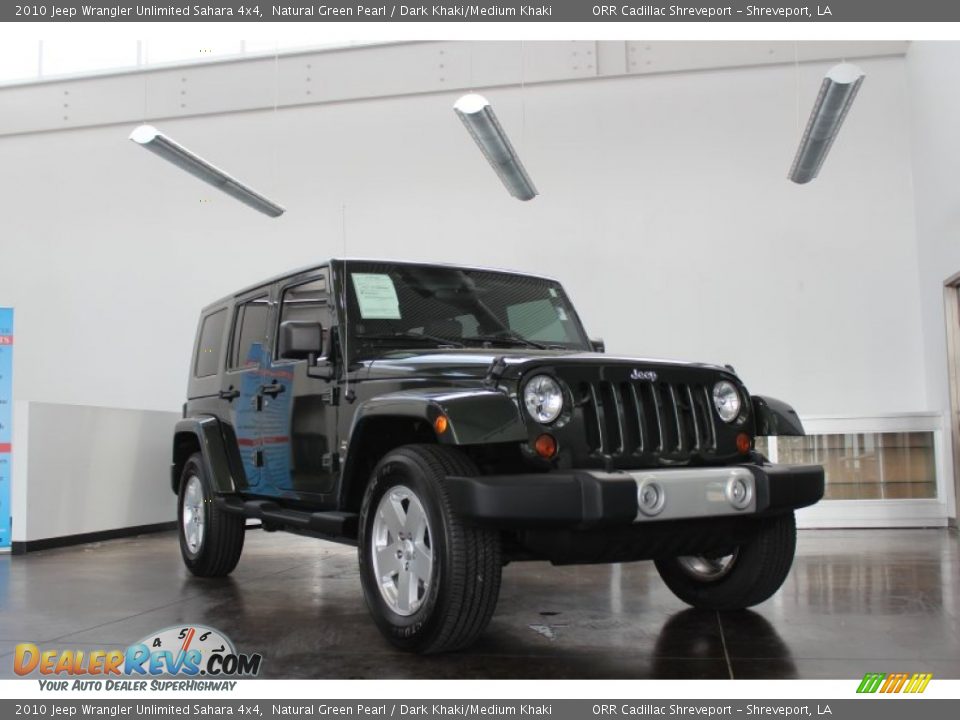 2010 Jeep Wrangler Unlimited Sahara 4x4 Natural Green Pearl / Dark Khaki/Medium Khaki Photo #1