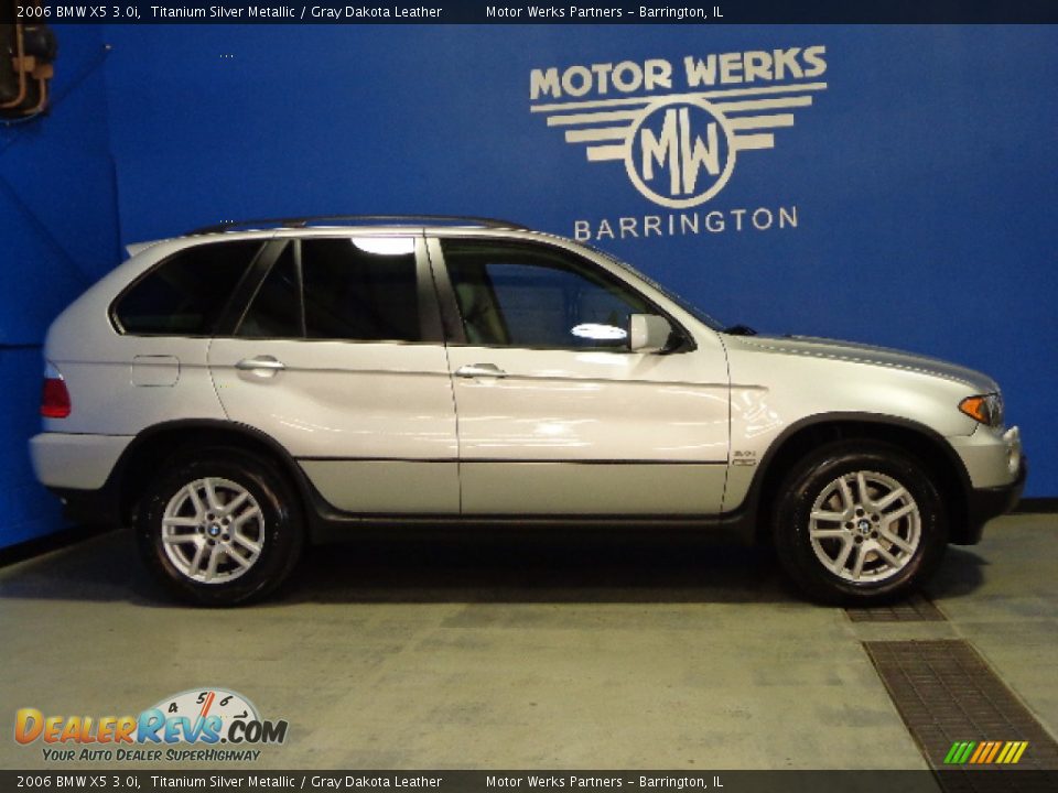 2006 BMW X5 3.0i Titanium Silver Metallic / Gray Dakota Leather Photo #7