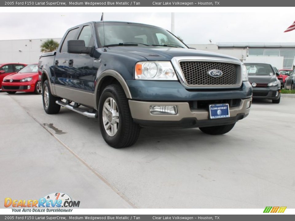 2005 Ford F150 Lariat SuperCrew Medium Wedgewood Blue Metallic / Tan Photo #1