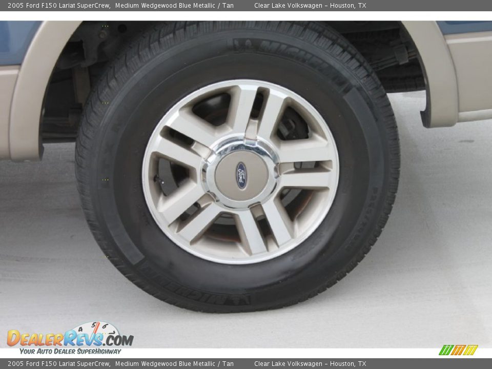 2005 Ford F150 Lariat SuperCrew Medium Wedgewood Blue Metallic / Tan Photo #6