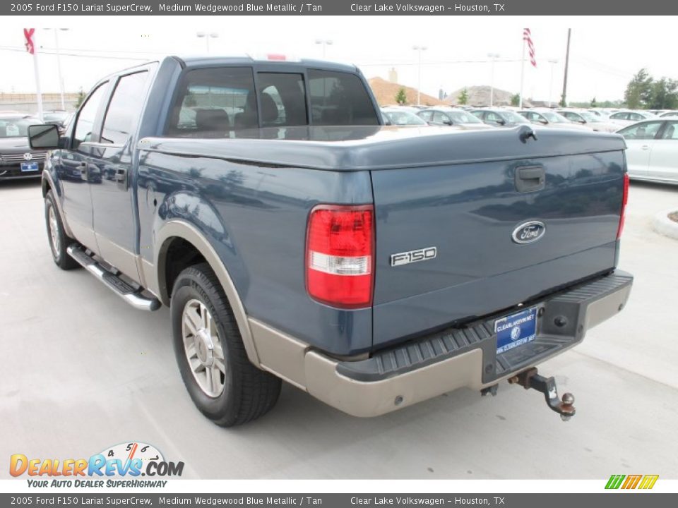 2005 Ford F150 Lariat SuperCrew Medium Wedgewood Blue Metallic / Tan Photo #7