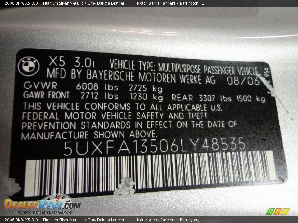2006 BMW X5 3.0i Titanium Silver Metallic / Gray Dakota Leather Photo #21