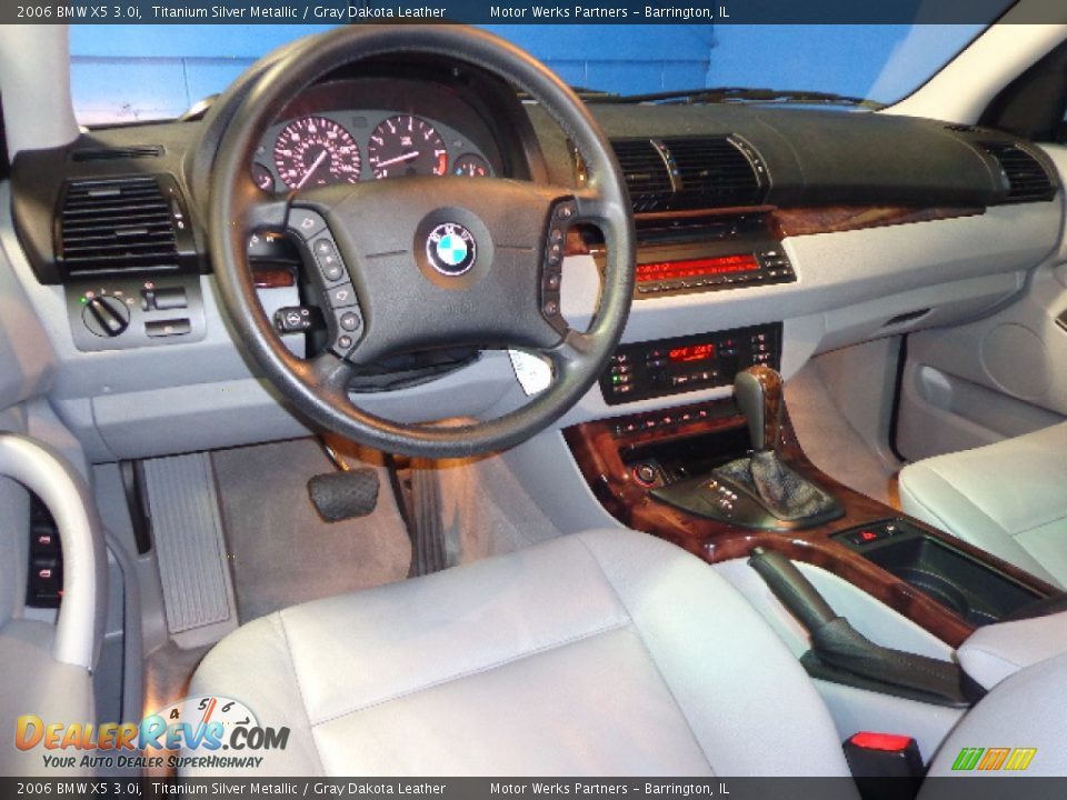 2006 BMW X5 3.0i Titanium Silver Metallic / Gray Dakota Leather Photo #24