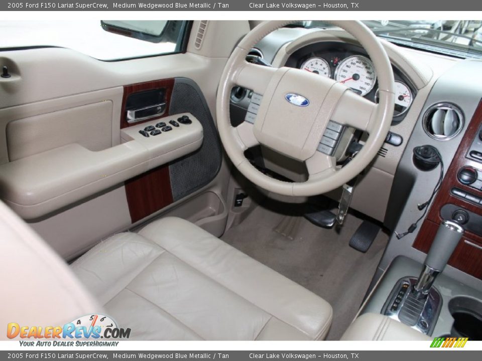 2005 Ford F150 Lariat SuperCrew Medium Wedgewood Blue Metallic / Tan Photo #34