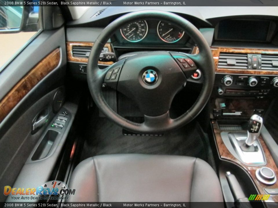 2008 BMW 5 Series 528i Sedan Black Sapphire Metallic / Black Photo #25