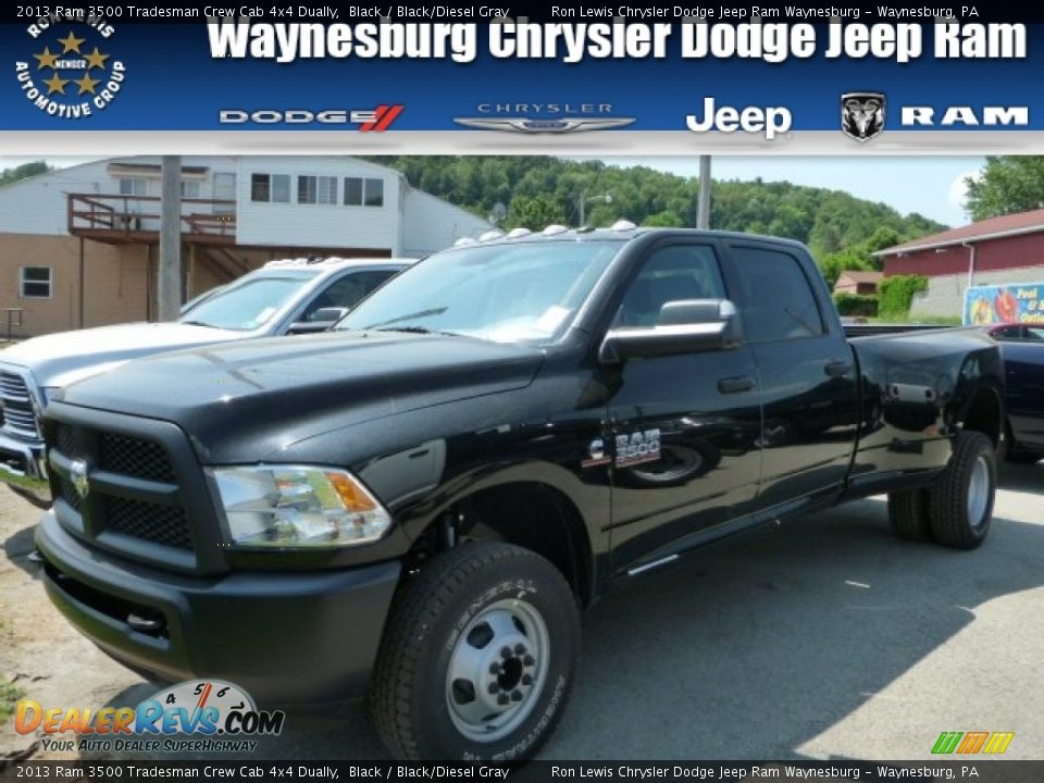 2013 Ram 3500 Tradesman Crew Cab 4x4 Dually Black / Black/Diesel Gray Photo #1