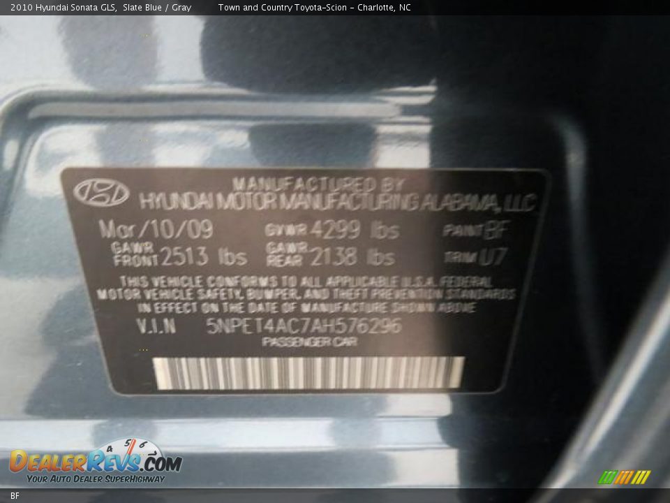 Hyundai Color Code BF Slate Blue