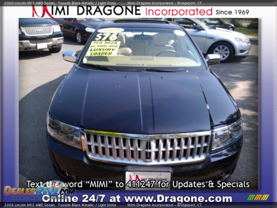 2009 Lincoln MKZ AWD Sedan Tuxedo Black Metallic / Light Stone Photo #5