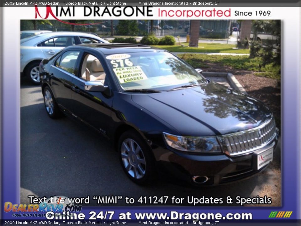 2009 Lincoln MKZ AWD Sedan Tuxedo Black Metallic / Light Stone Photo #6