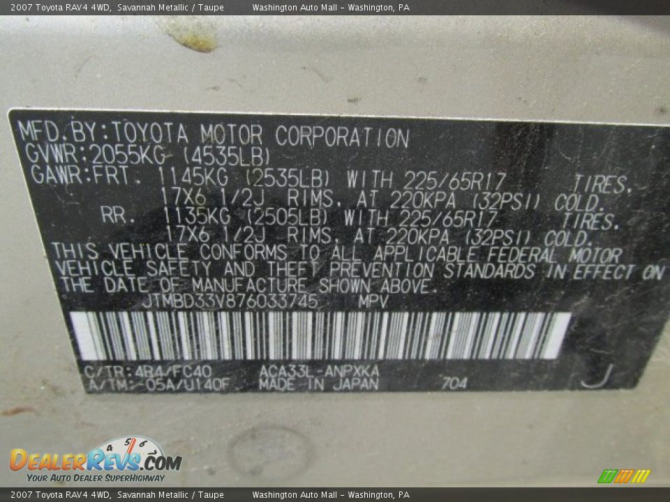 2007 Toyota RAV4 4WD Savannah Metallic / Taupe Photo #19