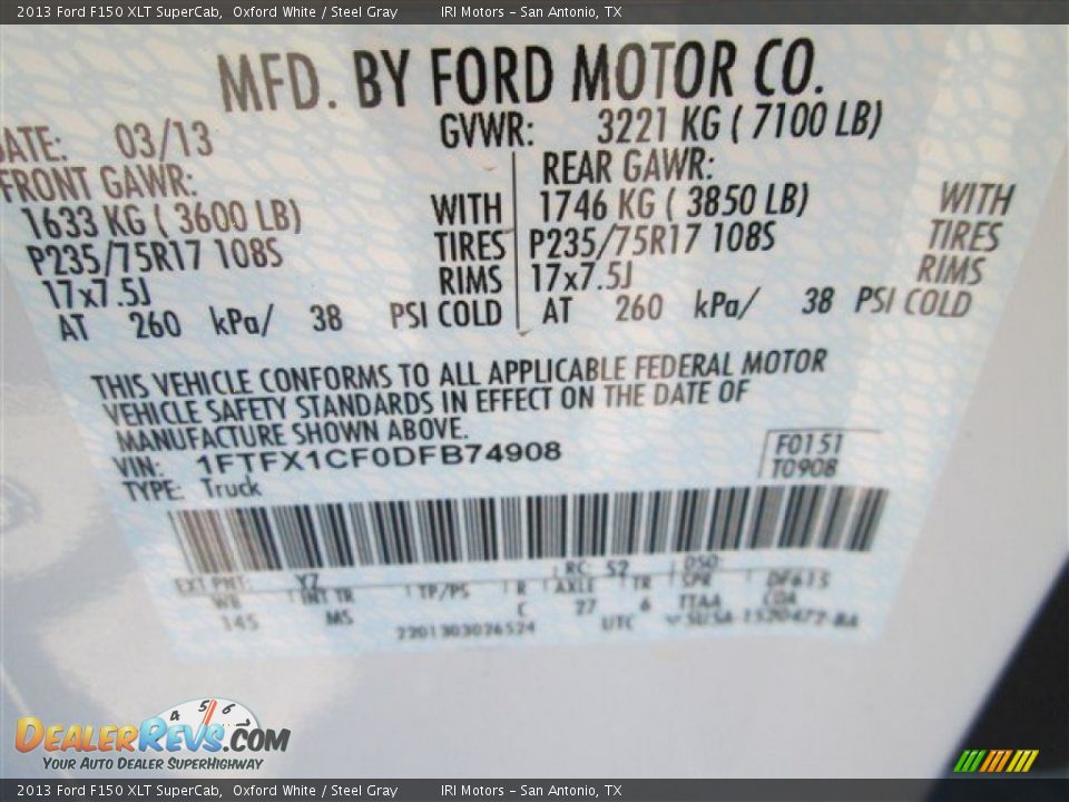 2013 Ford F150 XLT SuperCab Oxford White / Steel Gray Photo #22