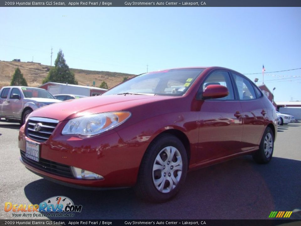 2009 Hyundai Elantra GLS Sedan Apple Red Pearl / Beige Photo #3