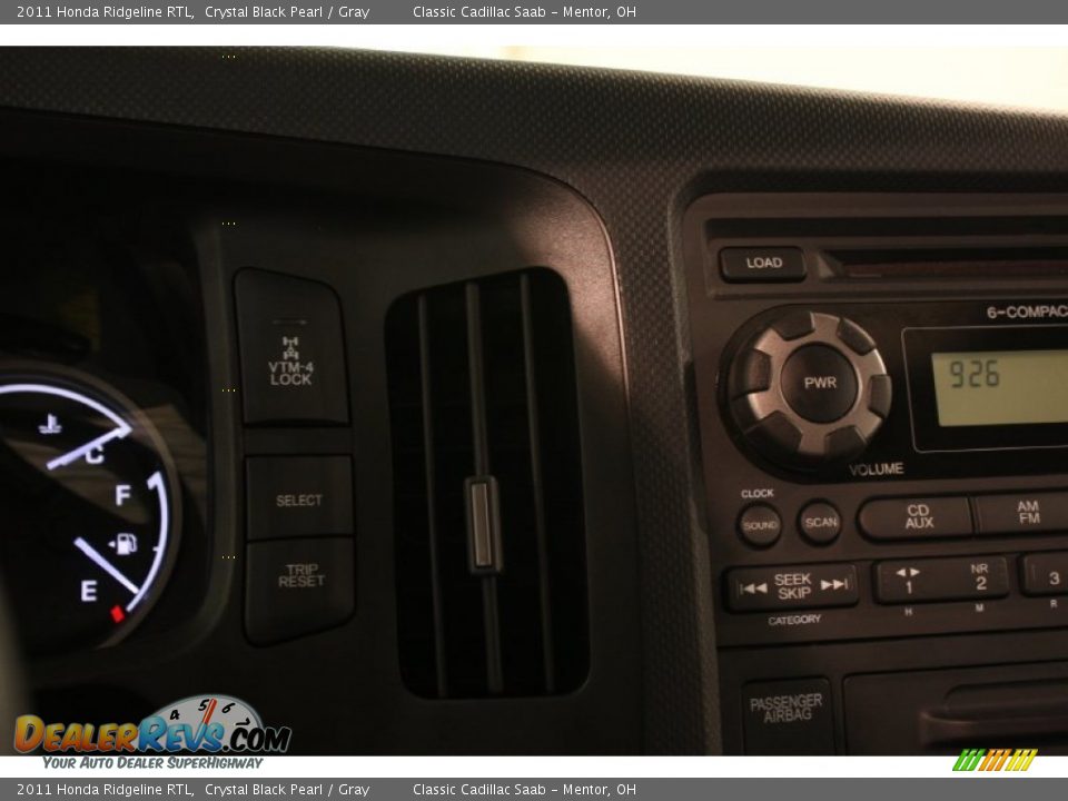 2011 Honda Ridgeline RTL Crystal Black Pearl / Gray Photo #11