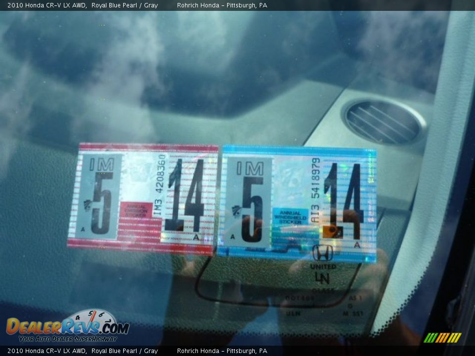 2010 Honda CR-V LX AWD Royal Blue Pearl / Gray Photo #19