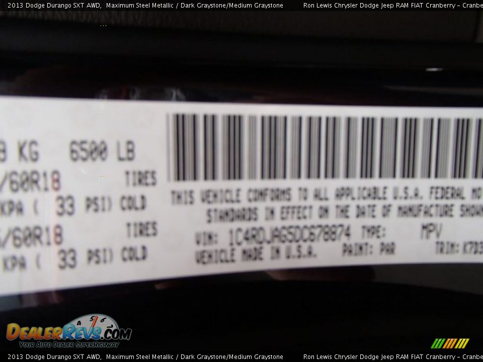2013 Dodge Durango SXT AWD Maximum Steel Metallic / Dark Graystone/Medium Graystone Photo #20