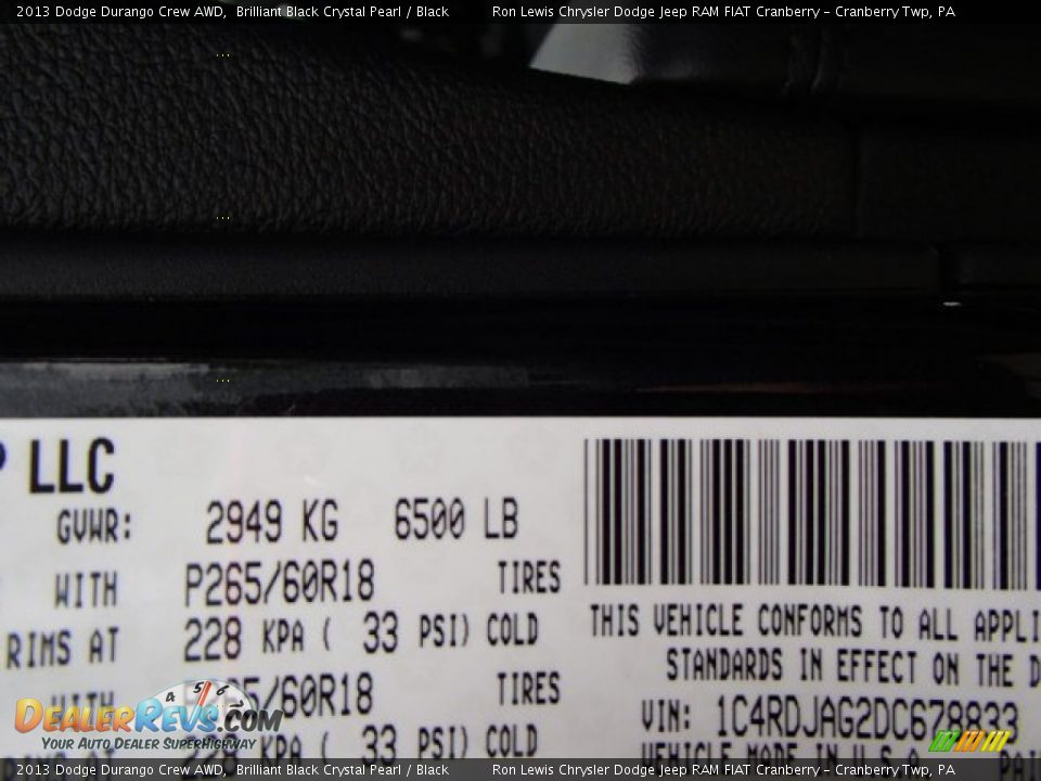2013 Dodge Durango Crew AWD Brilliant Black Crystal Pearl / Black Photo #20