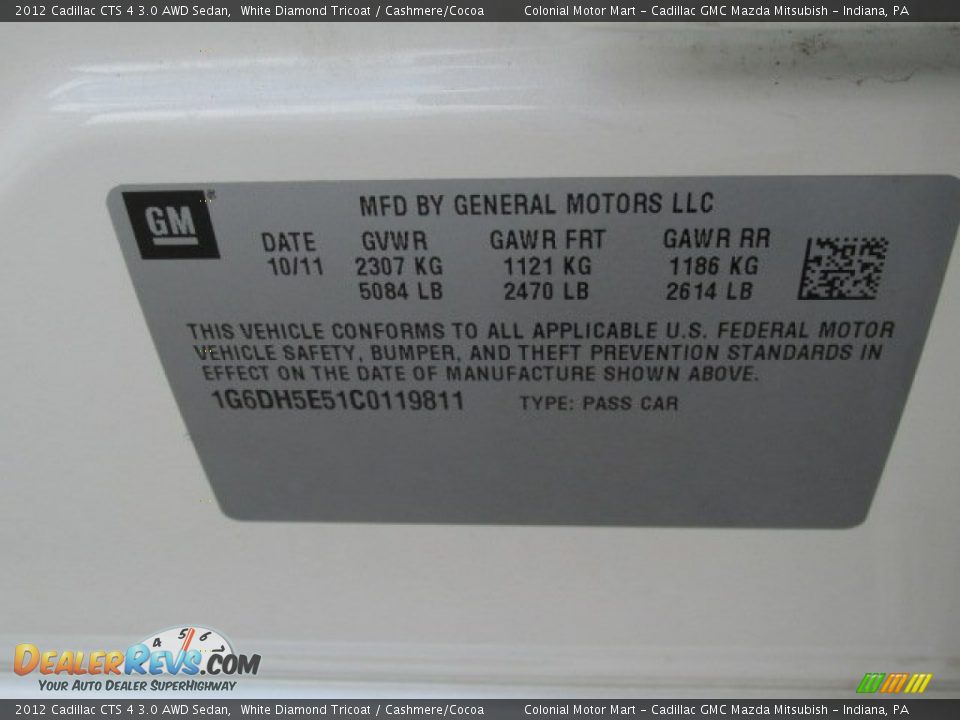 2012 Cadillac CTS 4 3.0 AWD Sedan White Diamond Tricoat / Cashmere/Cocoa Photo #19