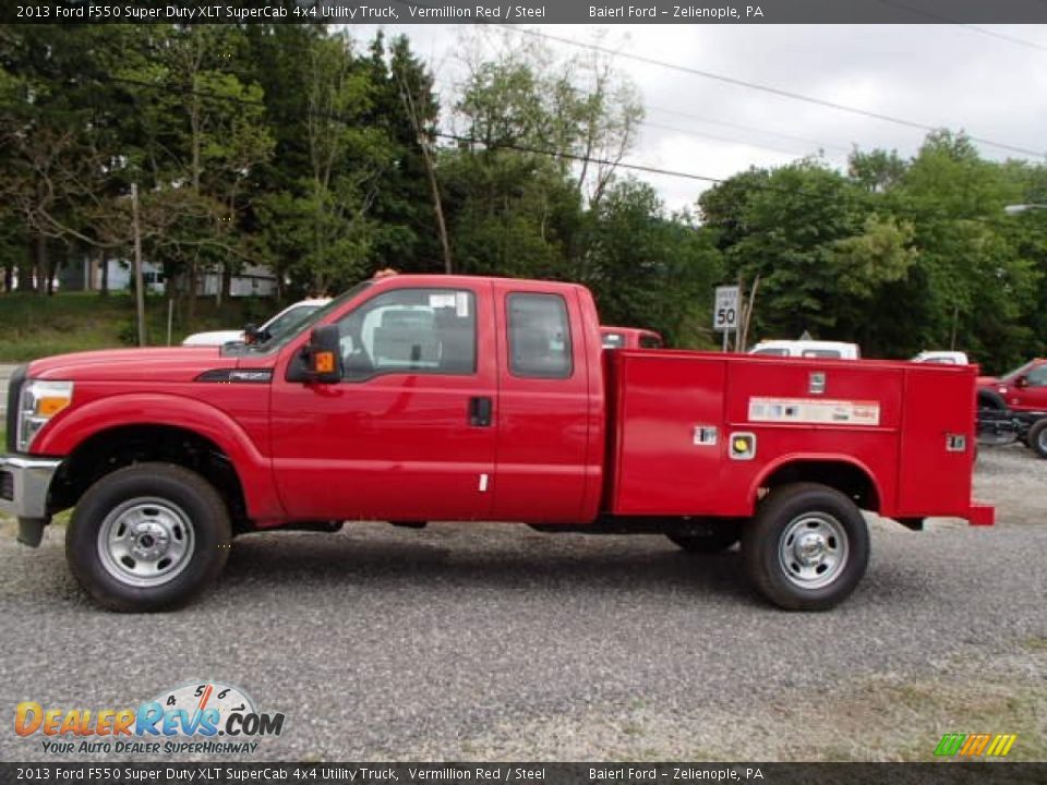 2013 Ford F550 Super Duty XLT SuperCab 4x4 Utility Truck Vermillion Red / Steel Photo #1