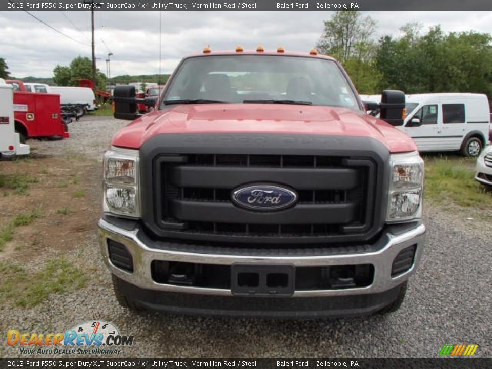 2013 Ford F550 Super Duty XLT SuperCab 4x4 Utility Truck Vermillion Red / Steel Photo #3