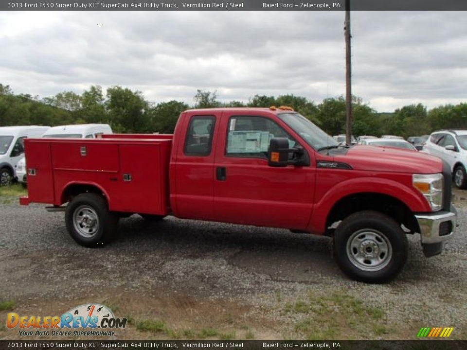 2013 Ford F550 Super Duty XLT SuperCab 4x4 Utility Truck Vermillion Red / Steel Photo #5