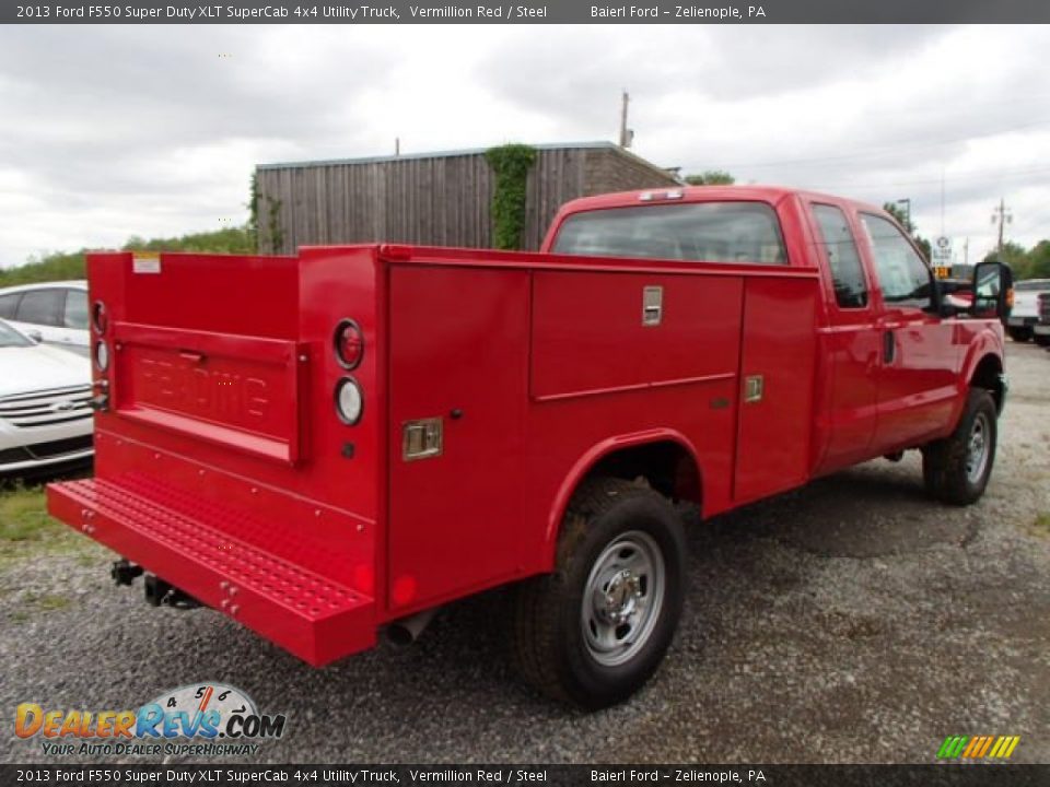 2013 Ford F550 Super Duty XLT SuperCab 4x4 Utility Truck Vermillion Red / Steel Photo #6