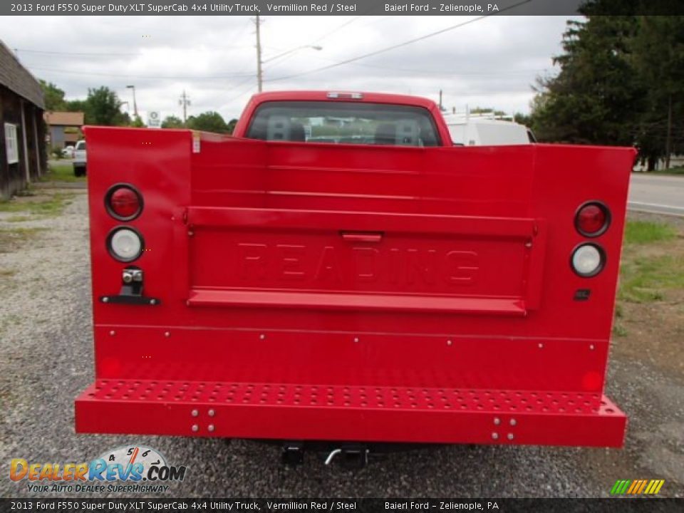 2013 Ford F550 Super Duty XLT SuperCab 4x4 Utility Truck Vermillion Red / Steel Photo #7