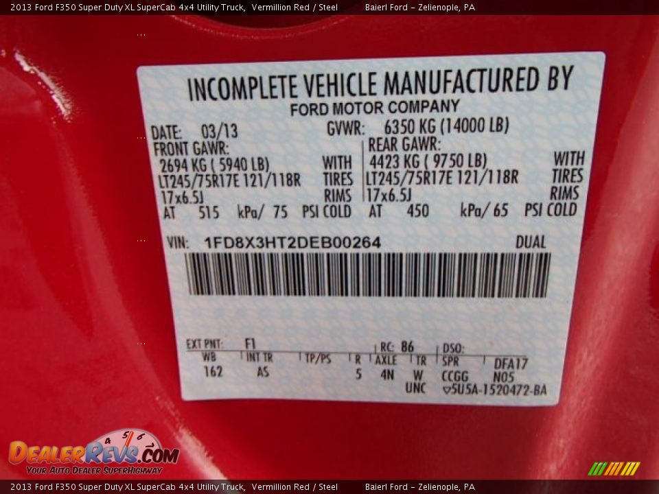 2013 Ford F350 Super Duty XL SuperCab 4x4 Utility Truck Vermillion Red / Steel Photo #20