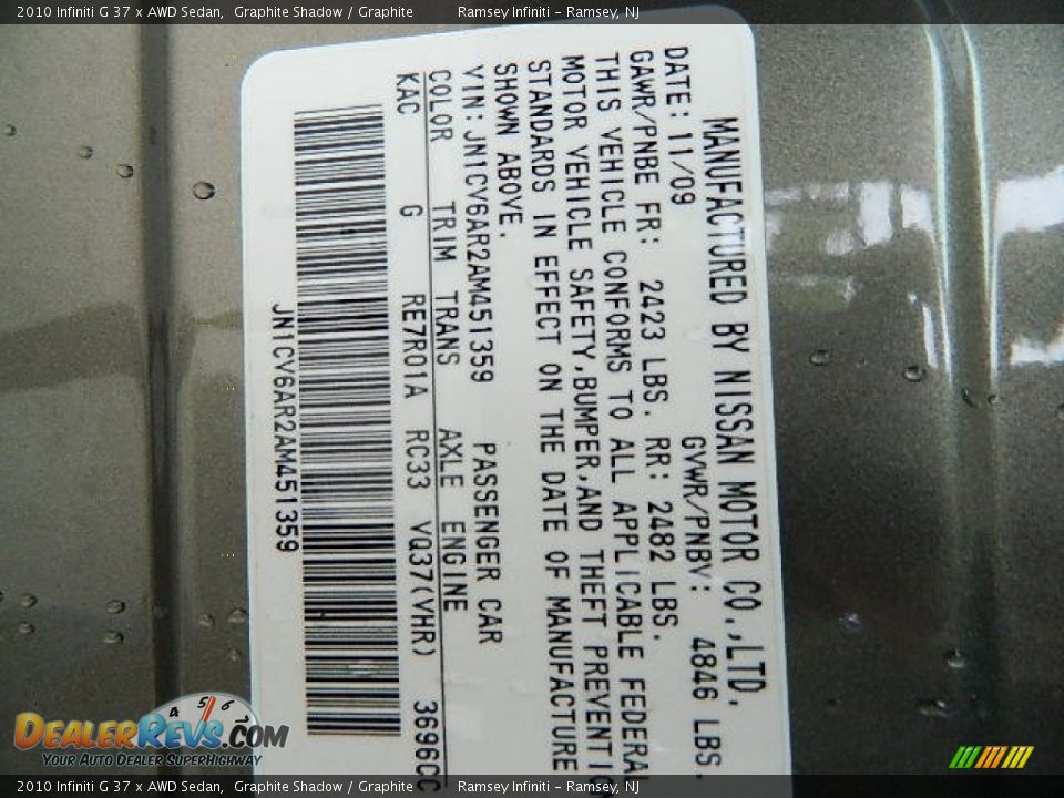 2010 Infiniti G 37 x AWD Sedan Graphite Shadow / Graphite Photo #6
