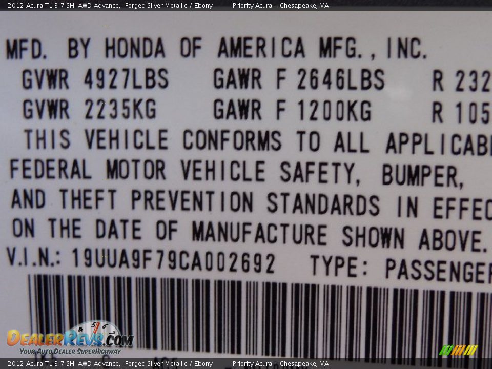 2012 Acura TL 3.7 SH-AWD Advance Forged Silver Metallic / Ebony Photo #29