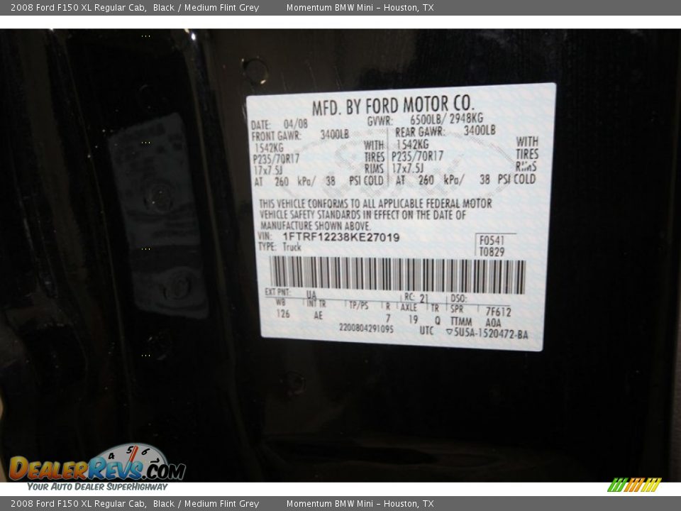 2008 Ford F150 XL Regular Cab Black / Medium Flint Grey Photo #9