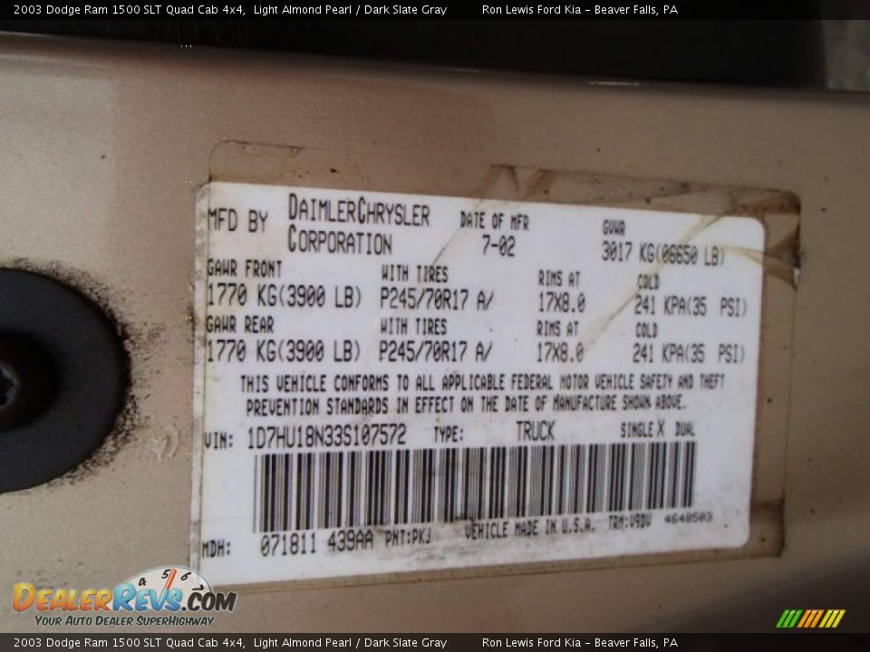 2003 Dodge Ram 1500 SLT Quad Cab 4x4 Light Almond Pearl / Dark Slate Gray Photo #20