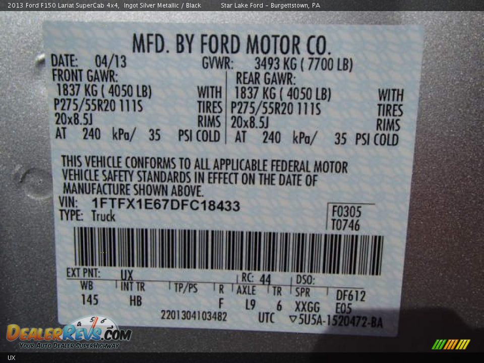 Ford Color Code UX Ingot Silver Metallic