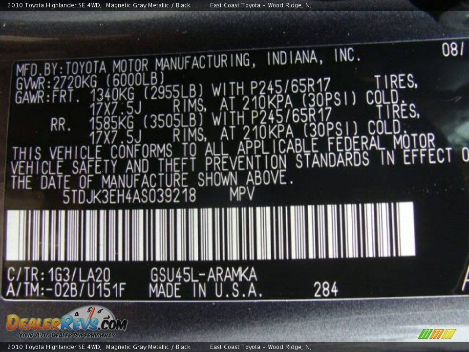 2010 Toyota Highlander SE 4WD Magnetic Gray Metallic / Black Photo #15