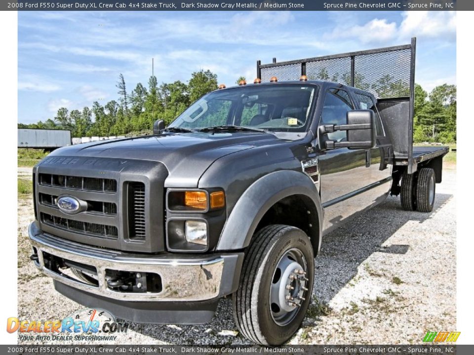 2008 Ford F550 Super Duty XL Crew Cab 4x4 Stake Truck Dark Shadow Gray Metallic / Medium Stone Photo #1
