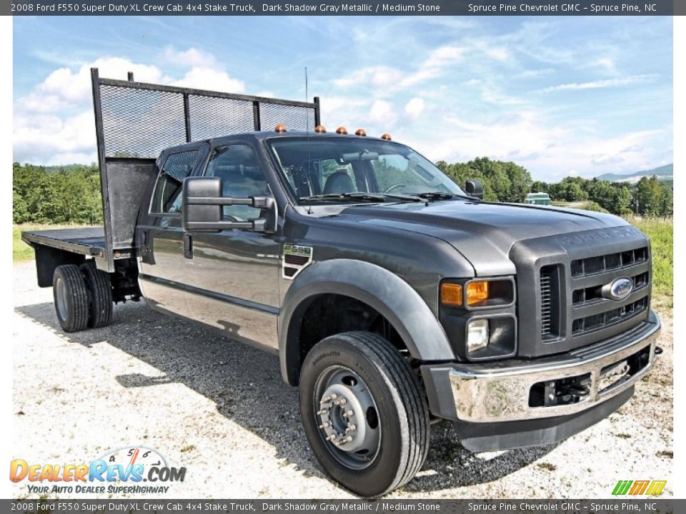 2008 Ford F550 Super Duty XL Crew Cab 4x4 Stake Truck Dark Shadow Gray Metallic / Medium Stone Photo #2