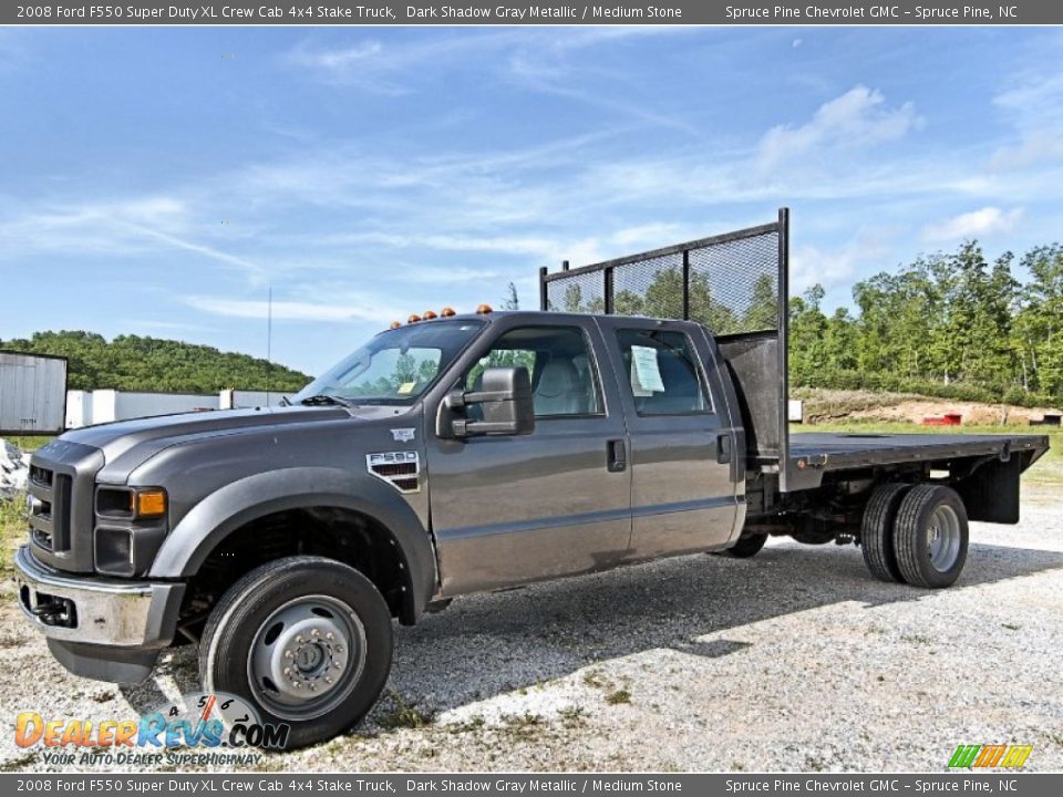 2008 Ford F550 Super Duty XL Crew Cab 4x4 Stake Truck Dark Shadow Gray Metallic / Medium Stone Photo #3