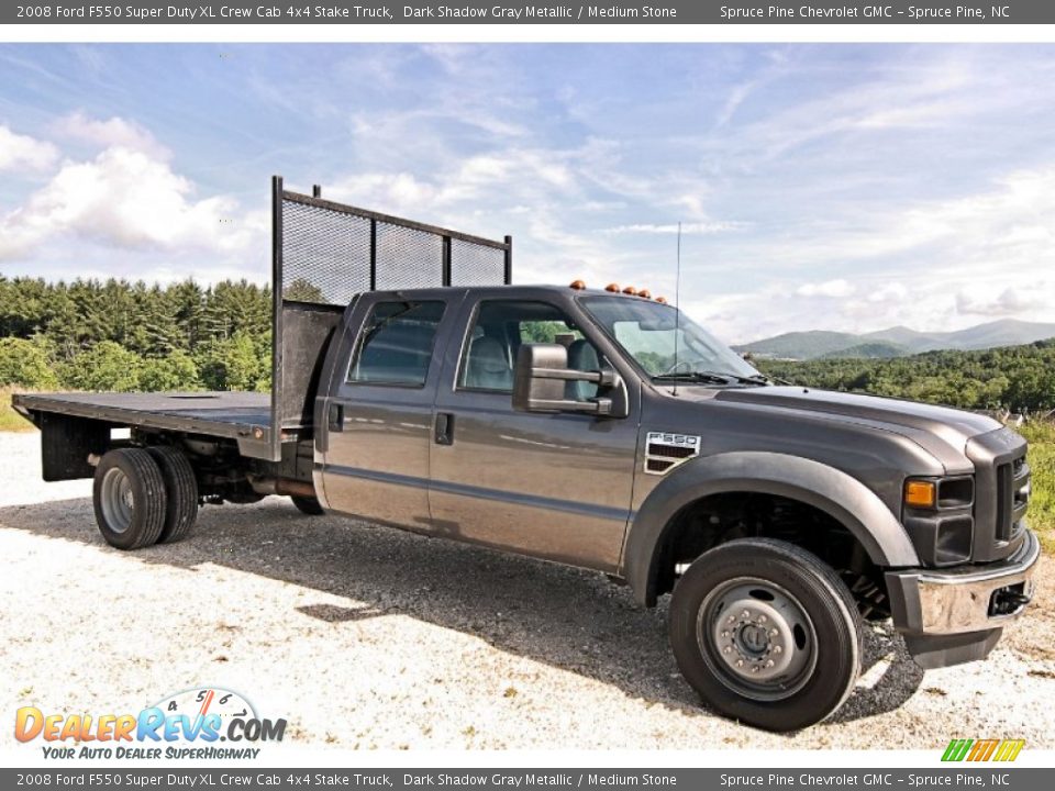 2008 Ford F550 Super Duty XL Crew Cab 4x4 Stake Truck Dark Shadow Gray Metallic / Medium Stone Photo #4
