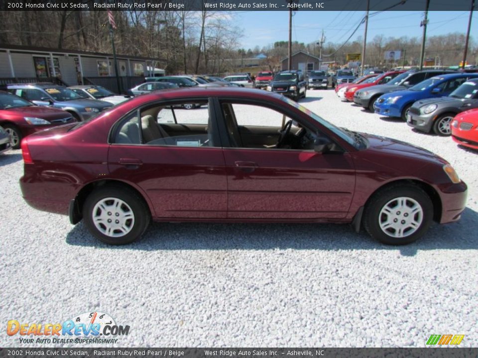 2002 Honda Civic LX Sedan Radiant Ruby Red Pearl / Beige Photo #3