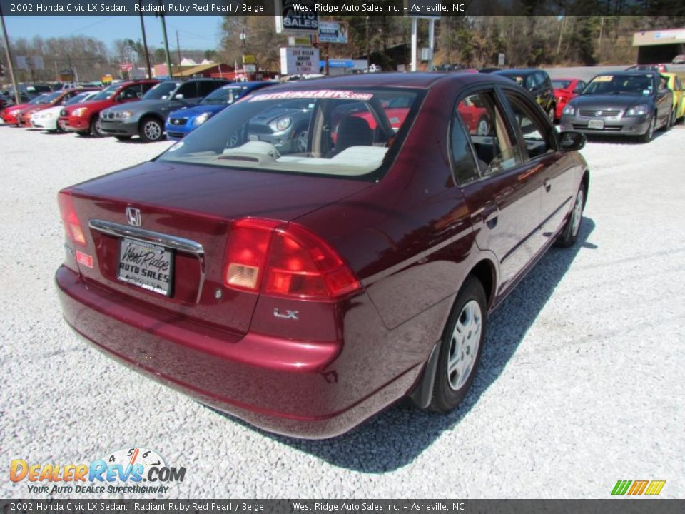 2002 Honda Civic LX Sedan Radiant Ruby Red Pearl / Beige Photo #5