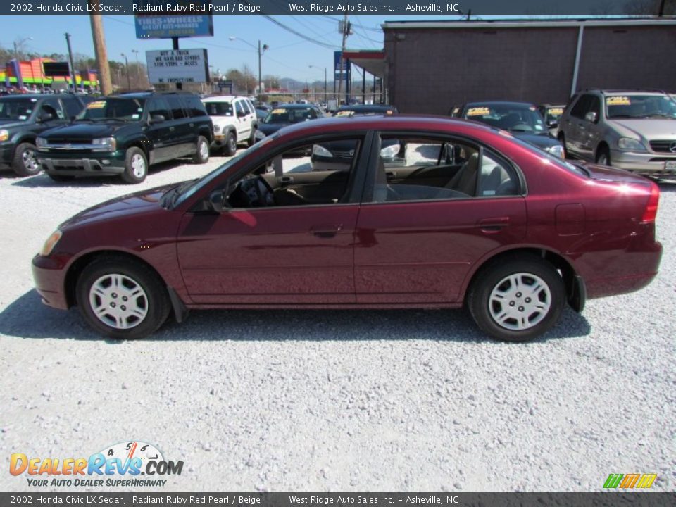 2002 Honda Civic LX Sedan Radiant Ruby Red Pearl / Beige Photo #9