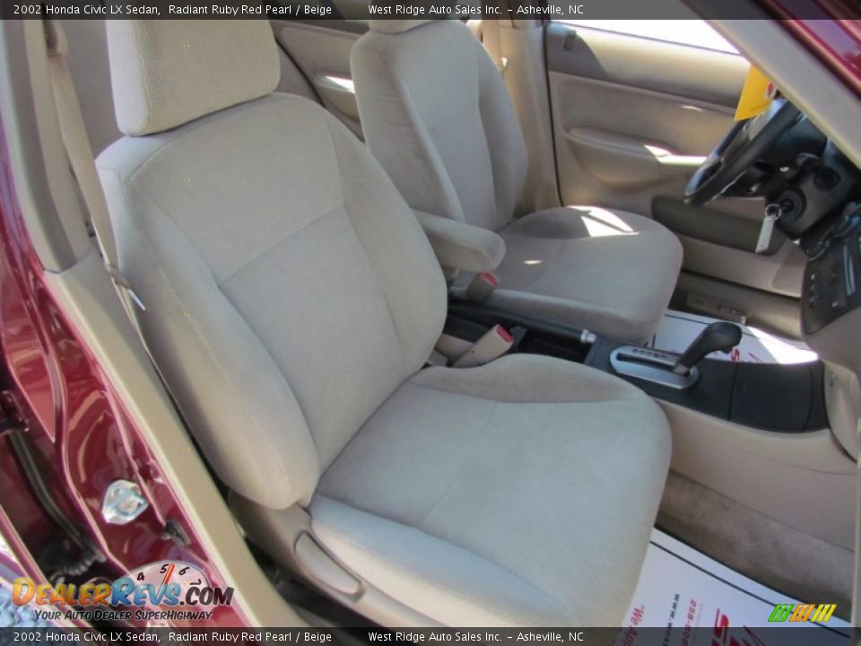 2002 Honda Civic LX Sedan Radiant Ruby Red Pearl / Beige Photo #13
