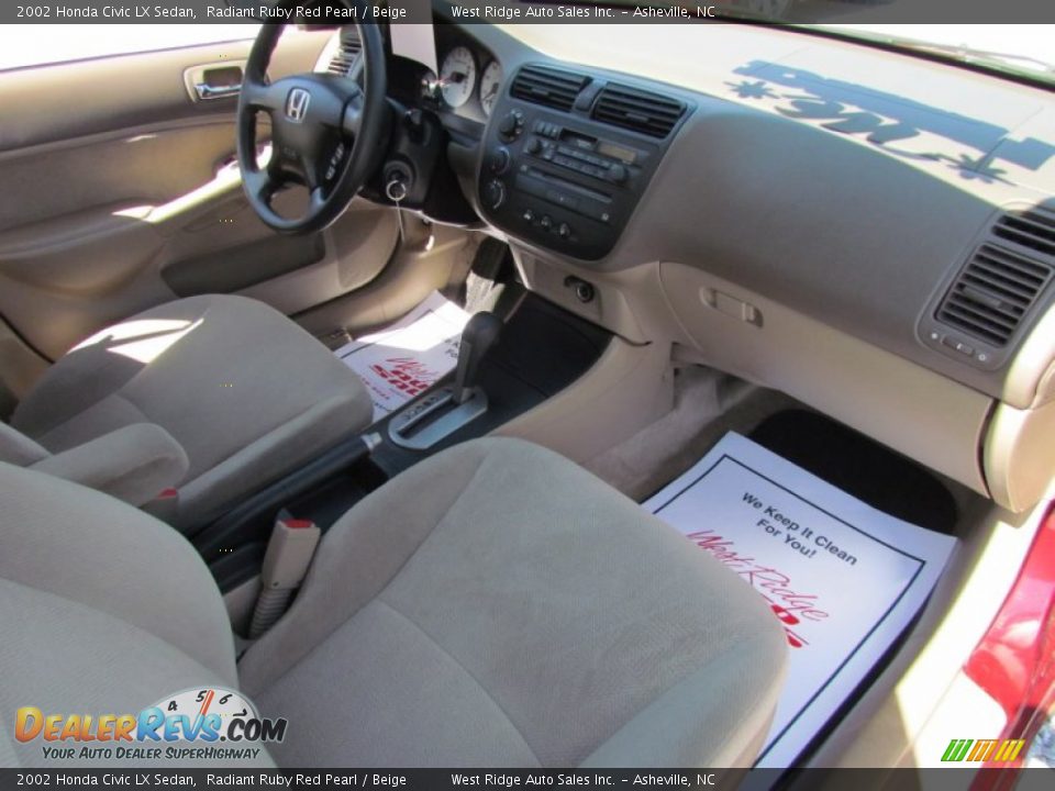 2002 Honda Civic LX Sedan Radiant Ruby Red Pearl / Beige Photo #14